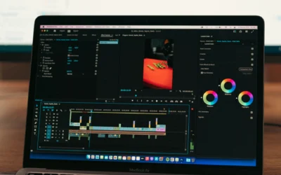 Tampilan layar laptop saat memilih aplikasi edit video profesional untuk proses editing yang lancar